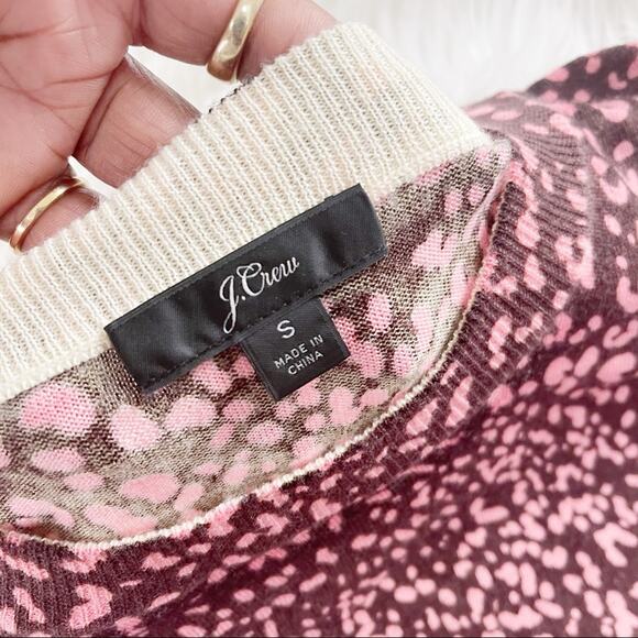 🆕 J. Crew Tipsy Pullover Long Sleeve Sweater in Pink Leopard Size Small - Picture 3 of 5